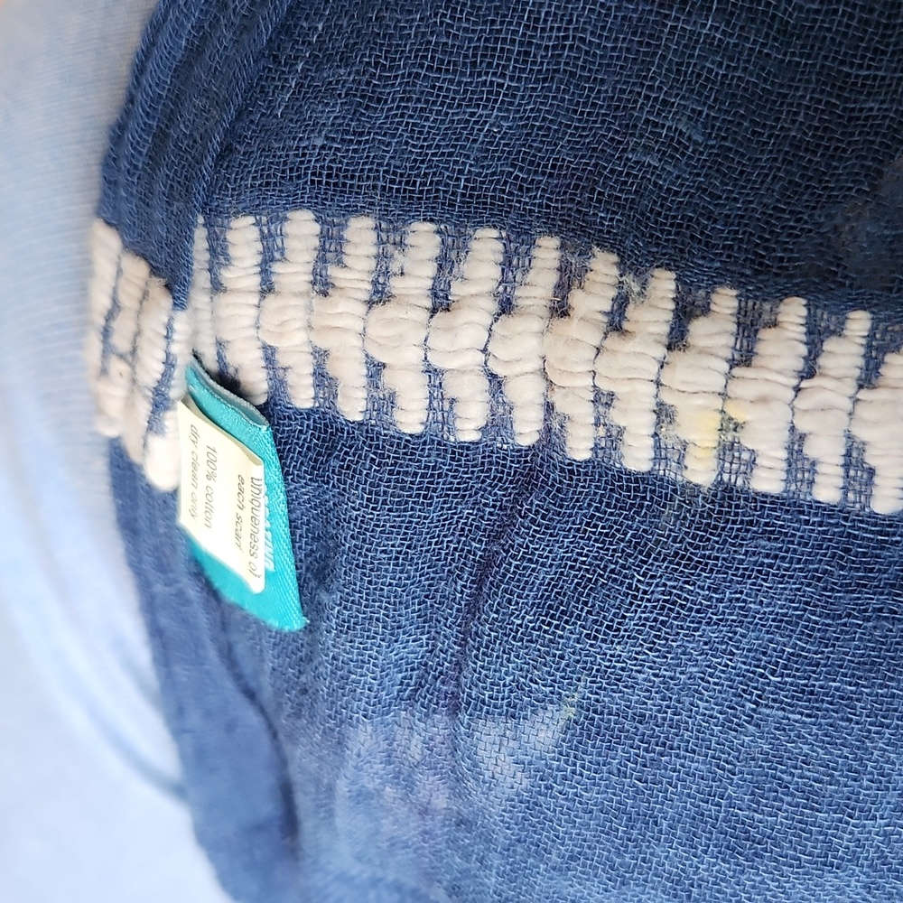 Able Blue and White Patterned Scarf - Picture 4 of 4